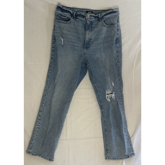 Express Womens Mom Jeans Super High Rise Distressed Size 12R 25" Inseam - Picture 4 of 4